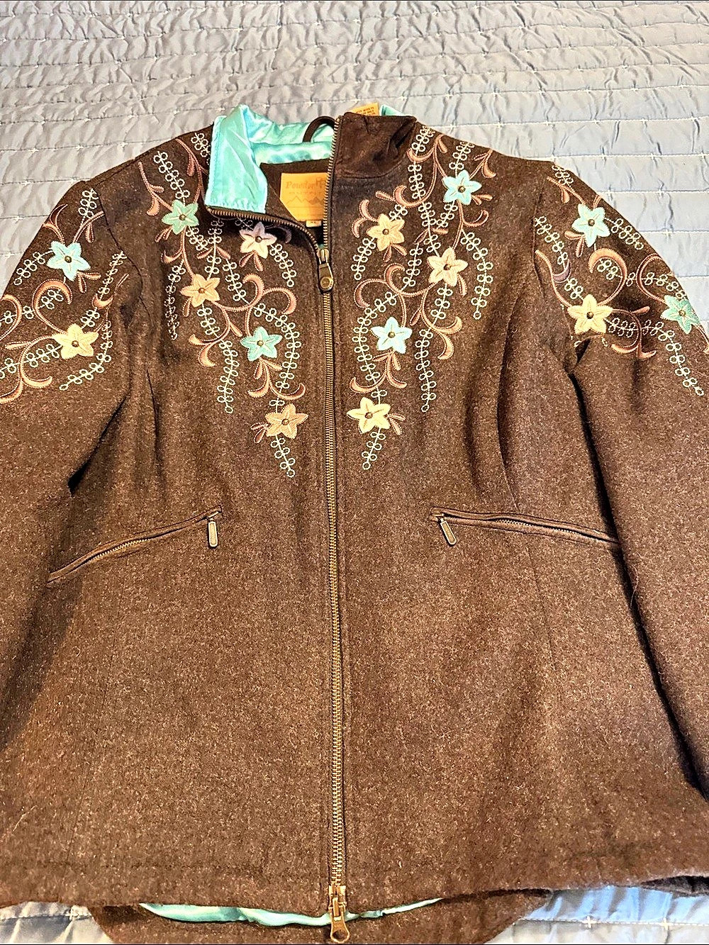 Powder River Outfitters Floral Wool-Blend Jacket XL Brown